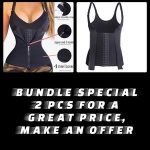2 PEICES BLACK WAIST TRAINER CORSET BEST PRICE